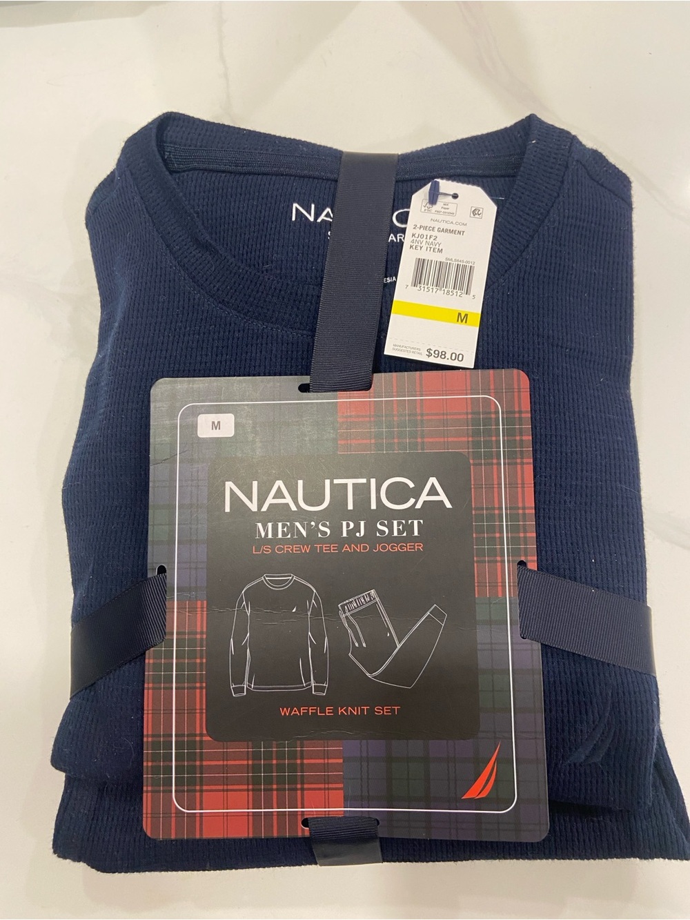 Nautica Men’s Navy Waffle Knit Crewneck PJ Top